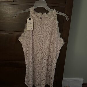 Elegant Lace Sleeveless Blouse - Cream